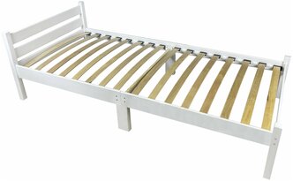Кровать односпальная с ортопедическим основанием для взрослых из сосны 80х190 см, белая