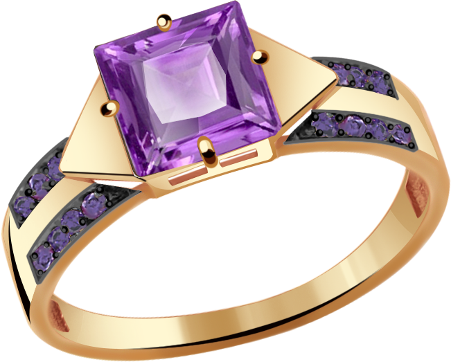 Кольцо Diamant online, золото, 585 проба, фианит, аметист