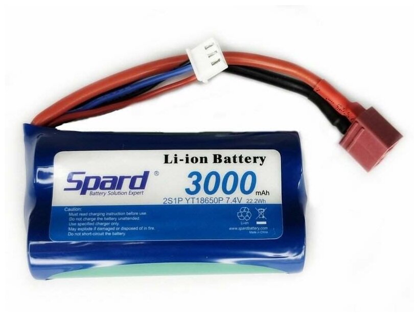 Аккумулятор Li-Ion Spard 3000mAh 74V 10C T‐plug для Remo Hobby 1|16 Himoto 1|18 - YT18650P3