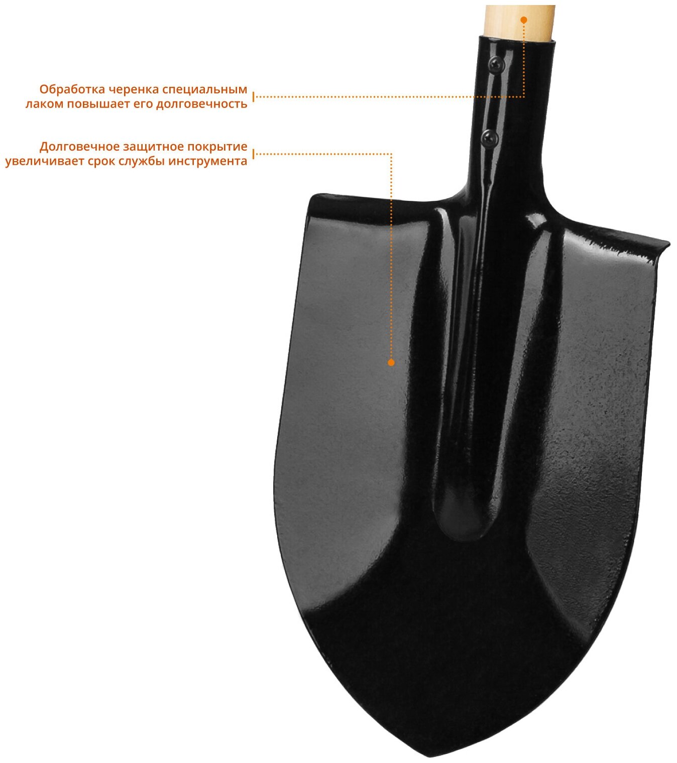 Лопата штыковая, деревянный черенок, с рукояткой, GRINDA - фотография № 4