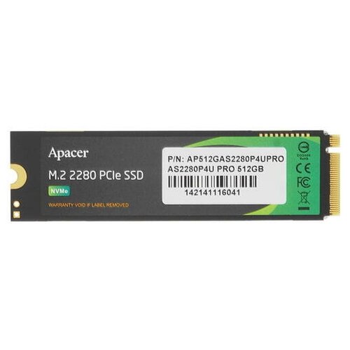 Apacer M.2 2280 512GB Apacer AS2280P4U PRO Client SSD AP512GAS2280P4UPRO-1 PCIe Gen3x4 with NVMe, 3500/2300