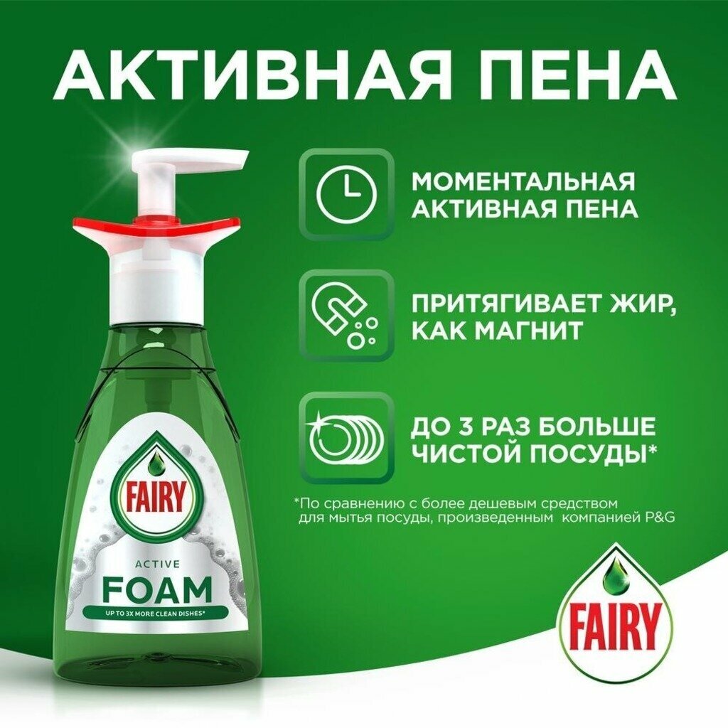 Средство FOAM Активная пена для мытья посуды с дозатором 350 мл (1 шт)