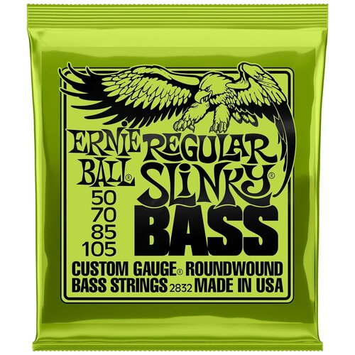 ernie ball 2821 серия slinky round wound bass струны для 5 ти струнной бас гитары Ernie Ball 2832 струны для бас-гитары Nickel Wound Bass Regular Slinky (50-70-85-105)