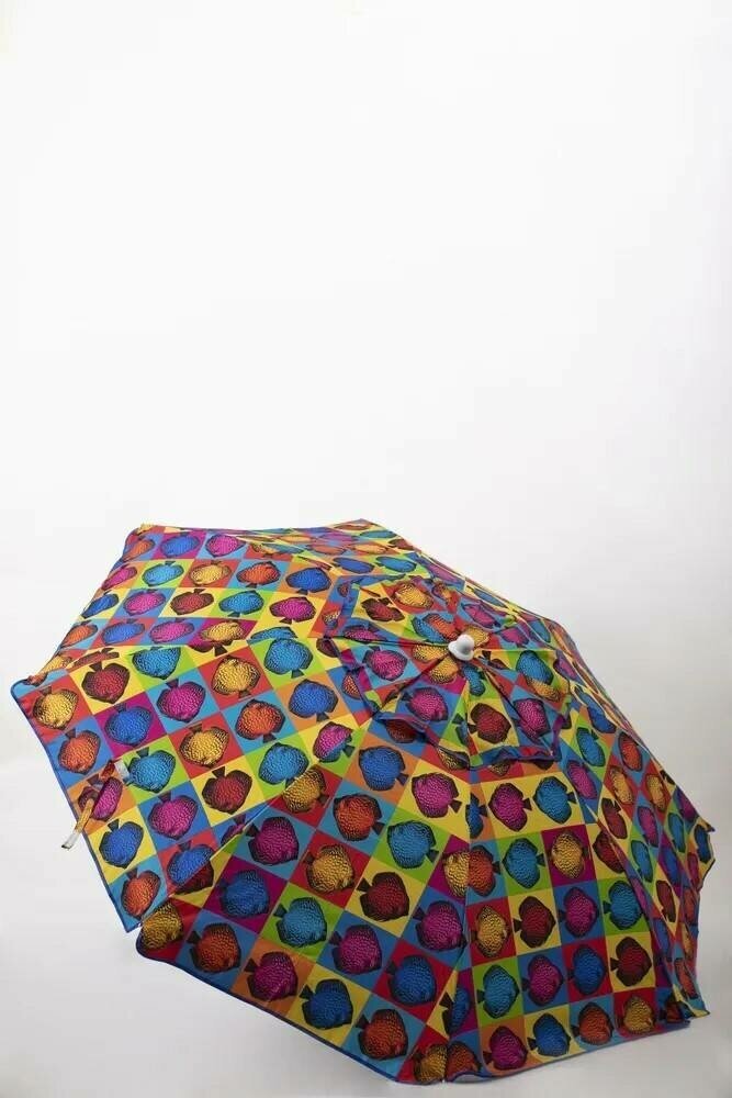 Зонт пляжный, солнцезащитный 2.0 м , 8 спиц метал бел. ткань-оксфорд с серебром внутри. С клапаном и наклоном. - фотография № 7