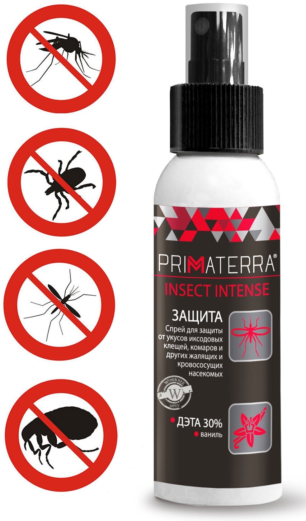 Средство ( cпрей ) PRIMATERRA INSECT INTENSE для защиты от укусов кровососущих насекомых, ДЭТА 30 , 100 мл. - фотография № 6