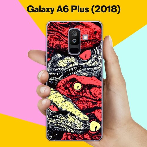 Силиконовый чехол на Samsung Galaxy A6 Plus (2018) Динозавры / для Самсунг Галакси А6 Плюс силиконовый чехол на samsung galaxy a6 plus 2018 синий сердца для самсунг галакси а6 плюс