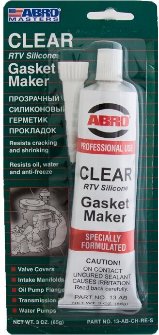 Герметик прокладка (85 гр) бесцветный MASTERS силикон. ABRO 13-AB-CH-RE-S