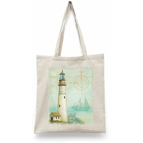 фото Сумка шоппер каждому своё повседневная, текстиль, бежевый