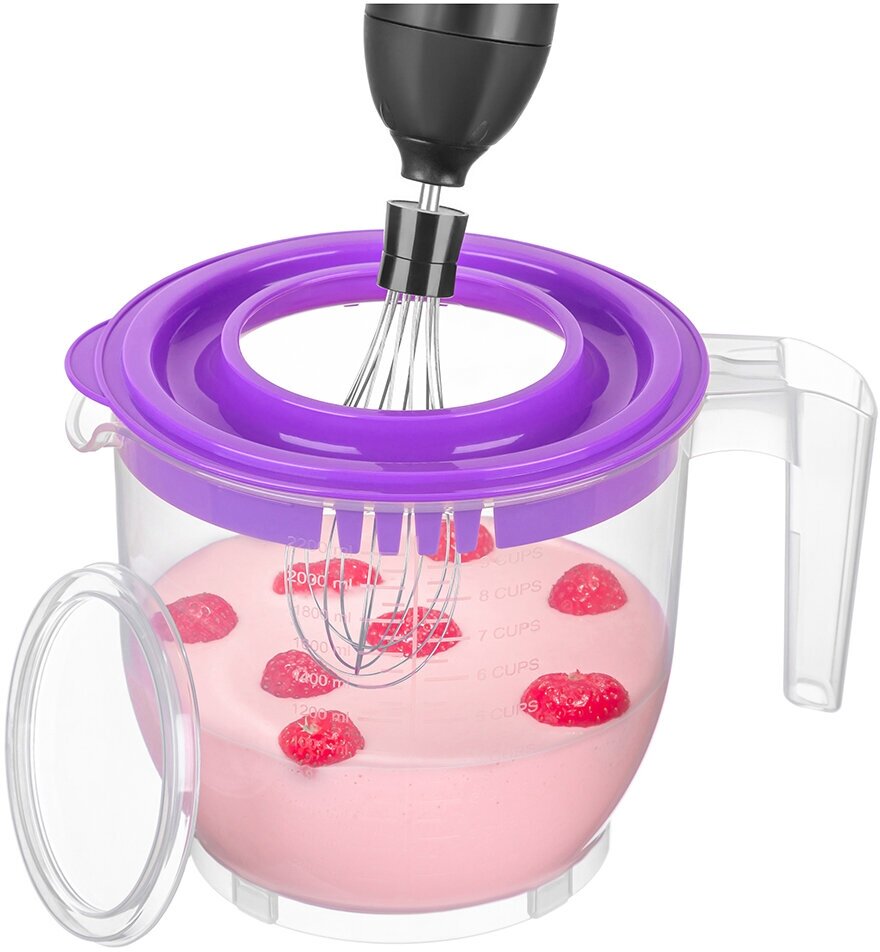 Обзор: Ёмкость для миксера (блендера) 2,2 л 22,5х17х16 см с крышкой, прозрачно-фиолетовая Elab Gallery