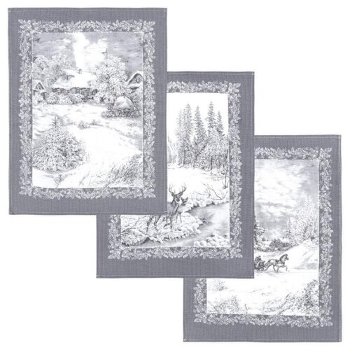 фото Набор полотенец из рогожки (3 шт) сочельник ; размер: 45 х 60 артпостель