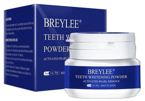 Breylee Teeth Whitening Power Очищающий-Отбеливающий Порошок для зубов, удаления пятен и зубного налета, 30 г