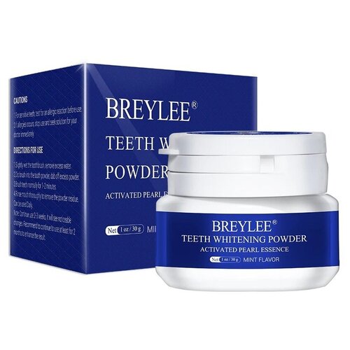 Breylee Teeth Whitening Power Очищающий-Отбеливающий Порошок для зубов, удаления пятен и зубного налета, 30 г