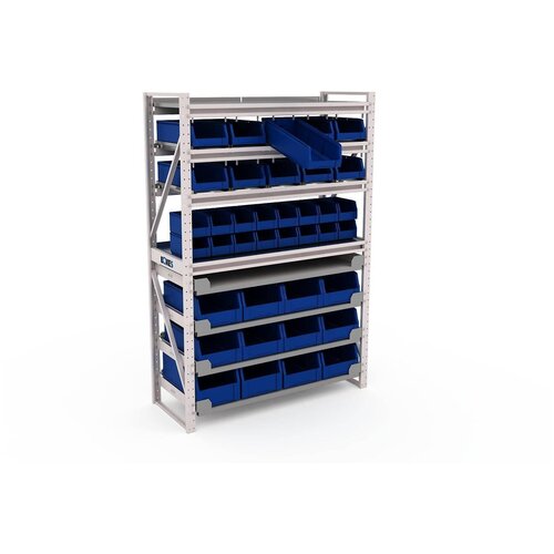 Металлический складской стеллаж в гараж IRON BOXES №1-9 для хранения, универсальный,2000х1370х530