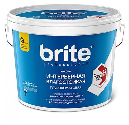 BRITE PROFESSIONAL краска интерьерная влагостойкая глубокоматовая, база А (9л)