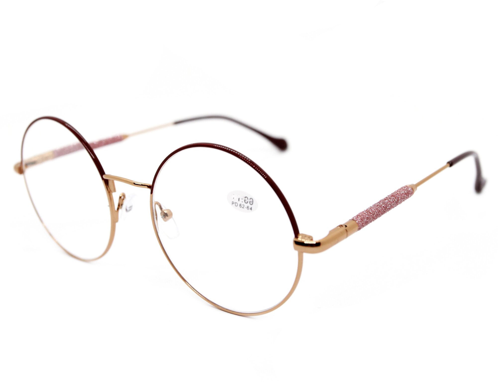 Готовые очки для зрения женские круглые (+4.00) GLODIATR 1908-C3 без футлярацвет бордовый РЦ 62-64
