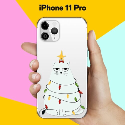 Силиконовый чехол новогодний Ёлка-Кот на Apple iPhone 11 Pro силиконовый чехол новогодний ёлка кот на apple iphone 12 pro