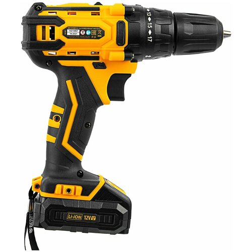 Дрель-шуруповерт аккумуляторная CDL-12-02BM Li-Ion 12 В 2 акк Denzel 824900₽