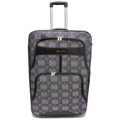 фото Чемодан текстильный на 2-х встроенных колесах марка luyida цвет серый размер хl72х26х45 вес 4кг кодовый замок, увеличение объема