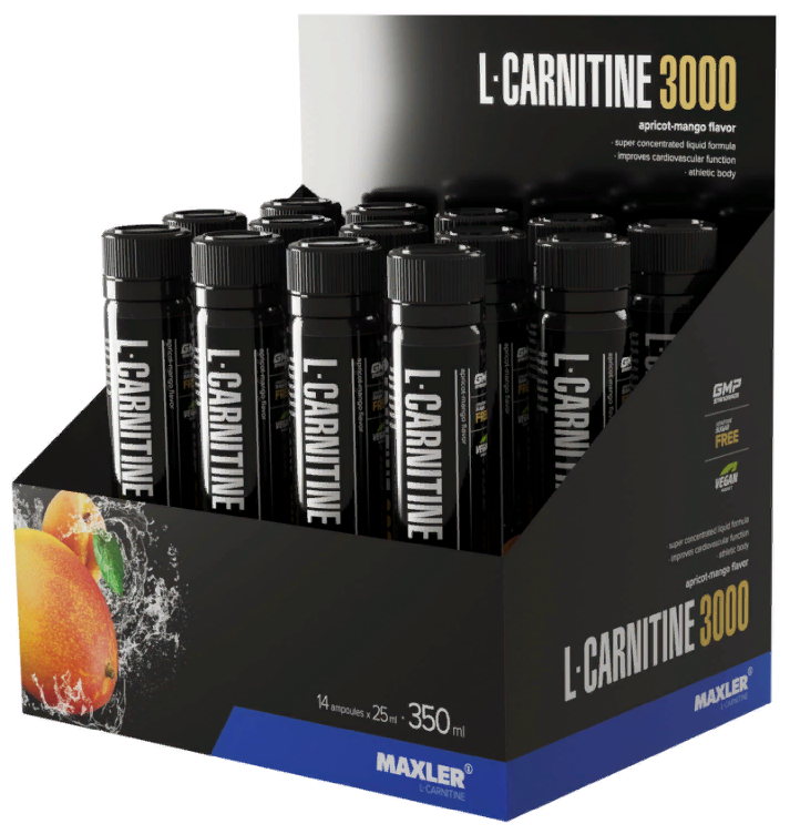 MAXLER EU L-Carnitine 3000 14x25ml (Apricot-mango)