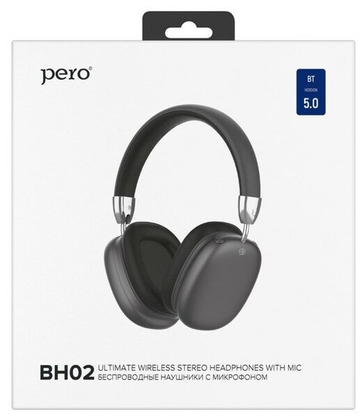 Наушники PERO BH02, беспроводные, полноразмерные, микрофон, 300 мАч, до 8 часов, черные 9568377