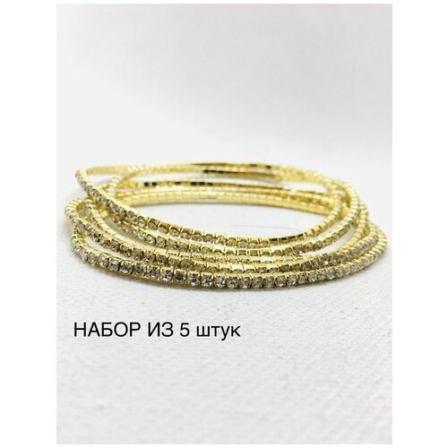 Комплект браслетов VERBA, кристалл, 5 шт., размер one size, золотой