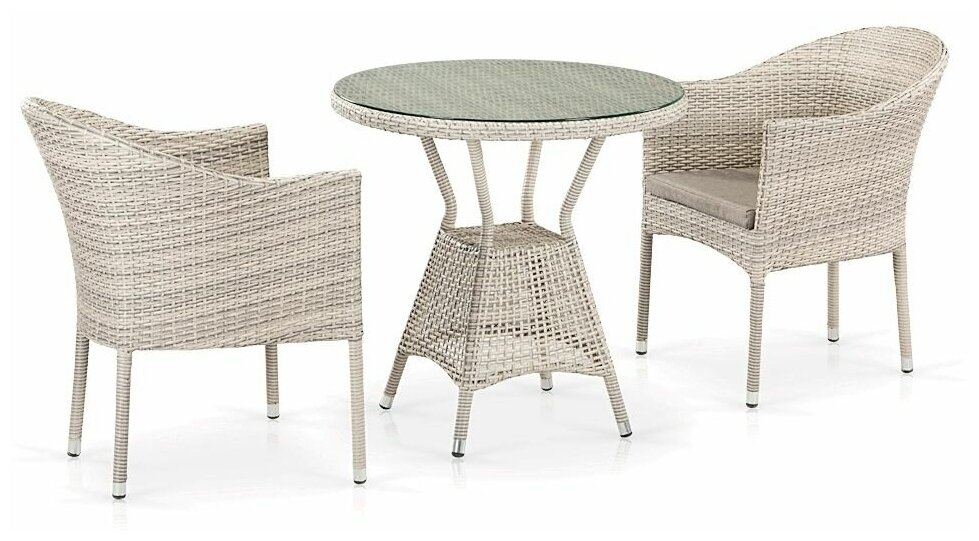 Комплект плетеной мебели Afina из искусственного ротанга T705ANT/Y350-W85 Latte 2Pcs - фотография № 1