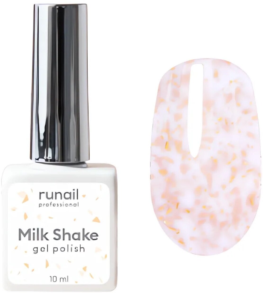 Гель-лак для ногтей ruNail, Milk Shake №8541 молочный с желтой поталью, 10 мл