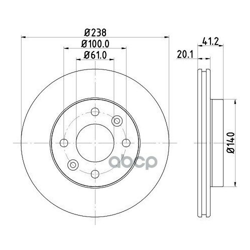 Диск тормозной NISSAN KUBISTAR RENAULT CLIO 91 KANGOO 97 MEGANE 96 99 передний HELLA PAGID 8DD355101261