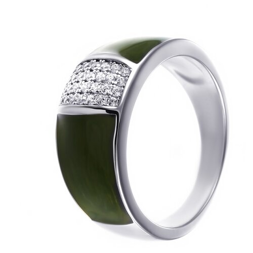 фото Element47 широкое ювелирное кольцо из серебра 925 пробы с эмалью и кубическим цирконием ol00988d_ko_enam_001_wg, размер 17