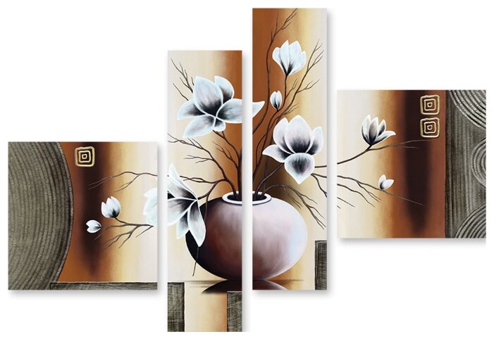 Модульная картина на холсте "Цветы в вазе" 90x66 см