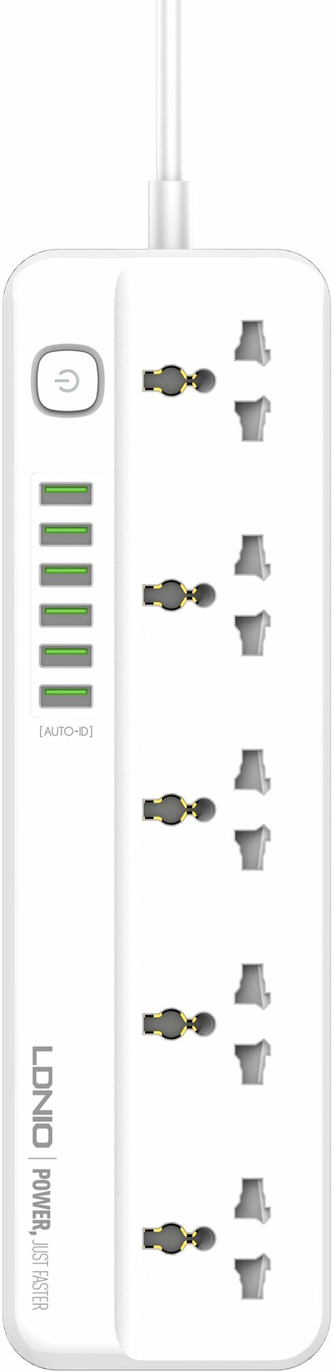 Удлинитель сетевой фильтр с умной зарядкой LDNIO SC5614, 5 розеток, 6 USB