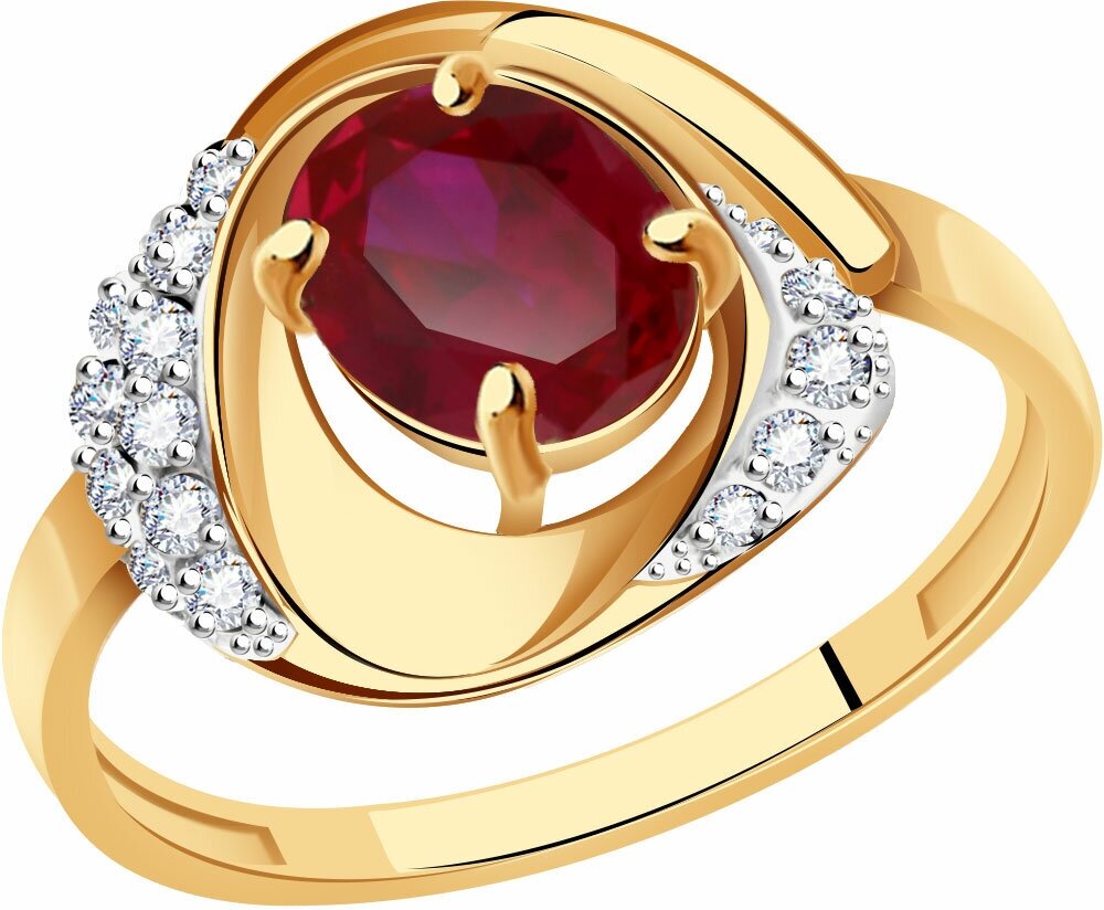 Кольцо Diamant online, золото, 585 проба, фианит, корунд