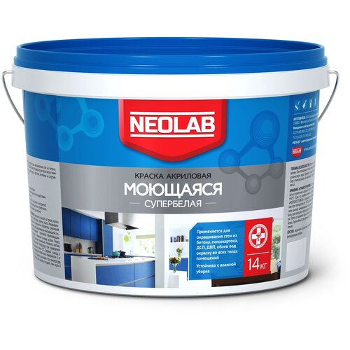 NEOLAB , Краска акриловая супербелая моющаяся , 14 кг