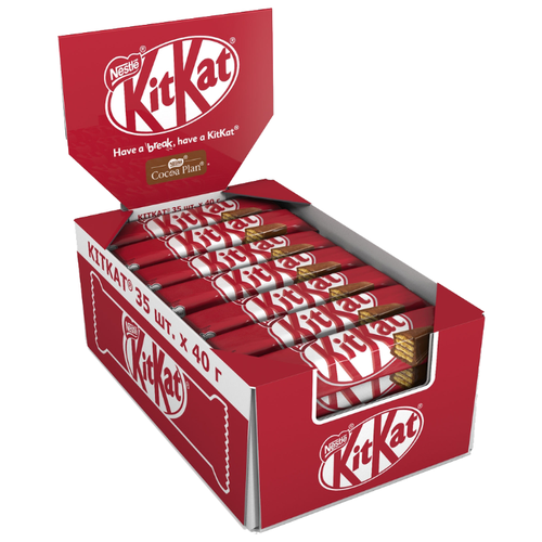 фото Батончик kitkat молочный шоколад с хрустящей вафлей, 40 г, коробка (35 шт.)