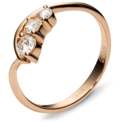 фото Эстет кольцо с 3 бриллиантами из красного золота 01к613665, размер 18.5