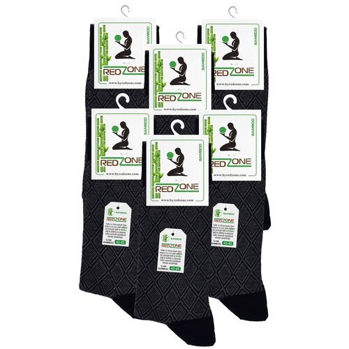фото Носки redzone мужские, комплект носков - 6 пар, темно-серые, рисунок - "крупный ромб", черная резинка.р. 42-45