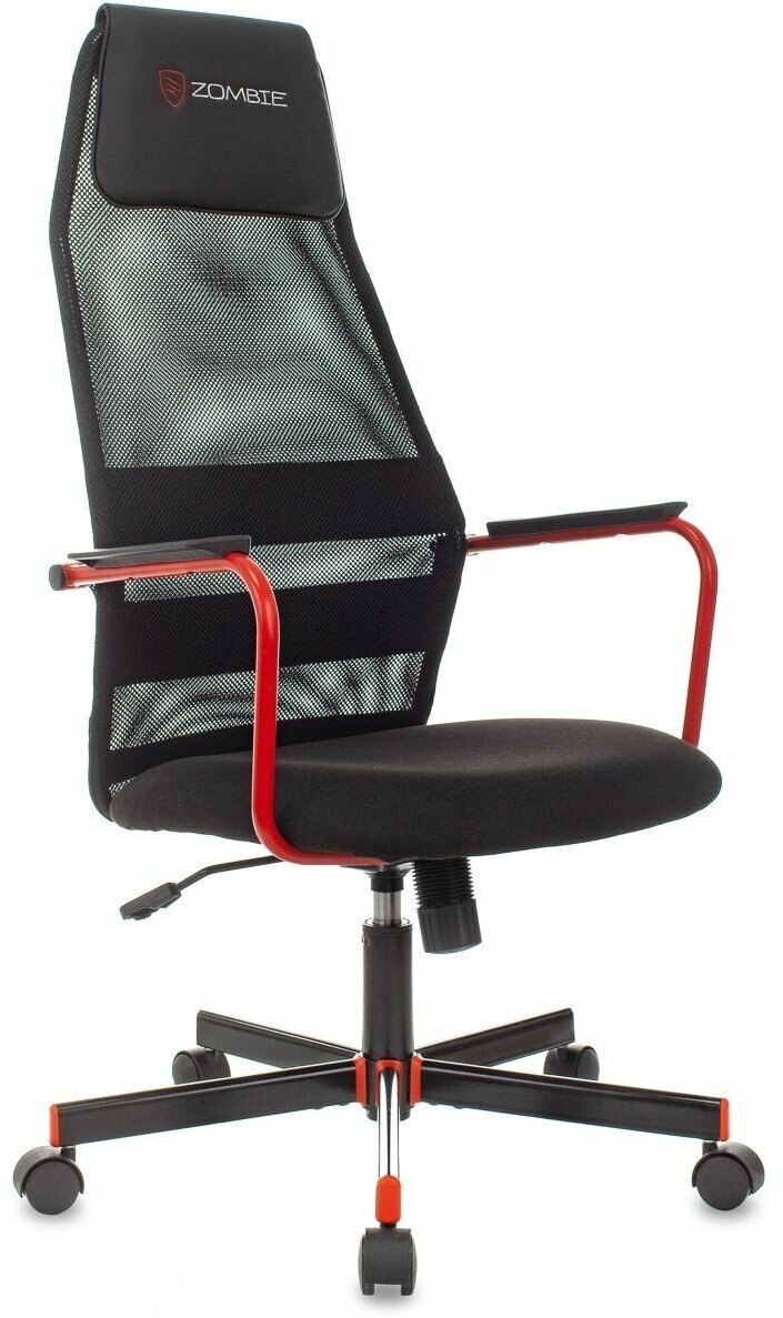 Кресло игровое Zombie ONE черный, сетка, ткань / Компьютерное геймерское кресло, крестовина металл