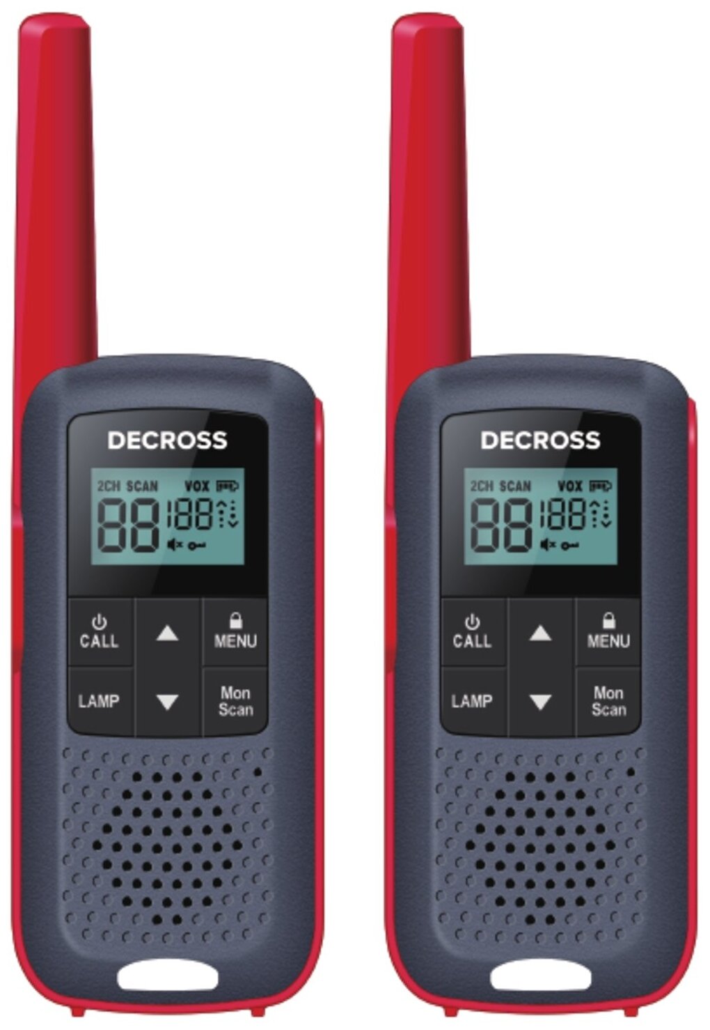 Комплект из двух радиостанций Decross DC63 Red Twin EU с Зарядным устройством