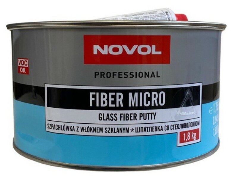 Шпаклевка Novol FIBER MICRO шпатлевка с мелким стекловолокном 1,8 кг