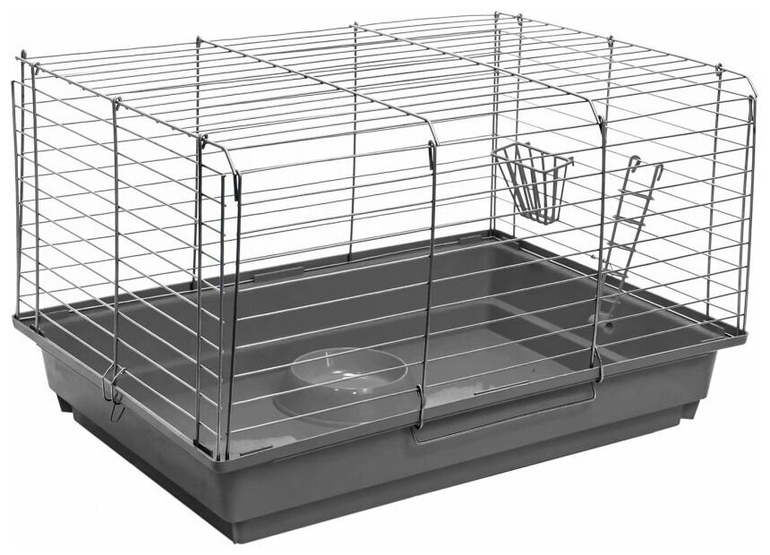 Дарэлл Клетка для кроликов и морских свинок ECO "Роджер" №2, укомплектованная, цвет серый/хром 58*40*38см - фотография № 5