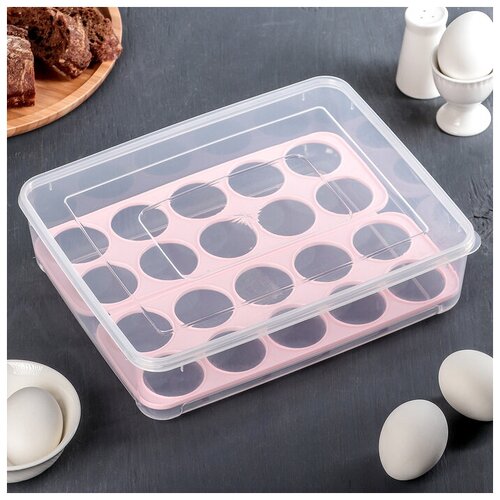 MARU Контейнер для хранения яиц, 20 ячеек, 27,5×22×7 см, цвет микс