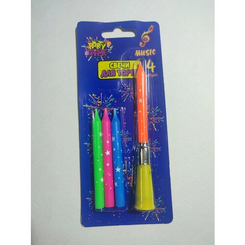 Action Свеча для торта музыкальная зелёнаярозоваясиняяоранжевая 193₽