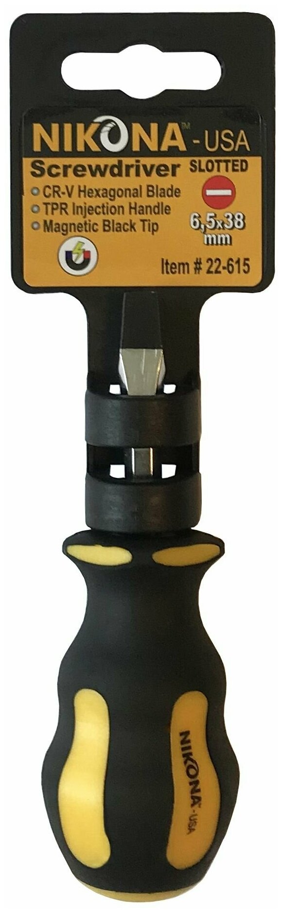 фото Отвертка плоская шлицевая "NIKONA", Cr-V, SL 6,5x45 мм, шестигранная 22-615