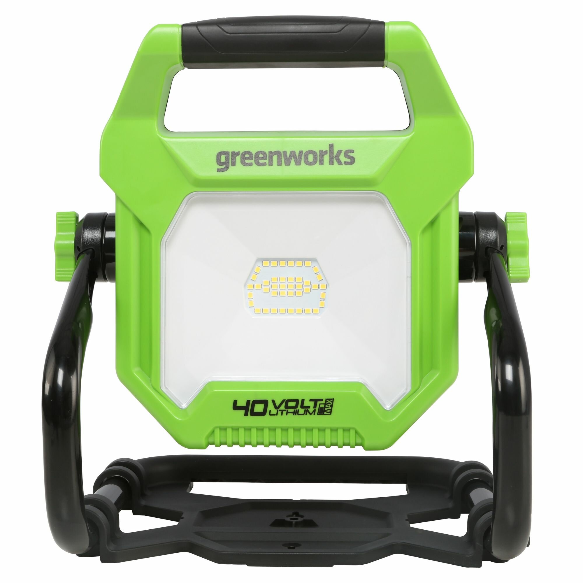 Прожектор LED Greenworks G40WLH с гибридным питанием, 40V / 220V, 1000/2000 лм, крюк для подвеса, крепление на стену, кабель 30 см, без АКБ и ЗУ,3503907 — фото 1