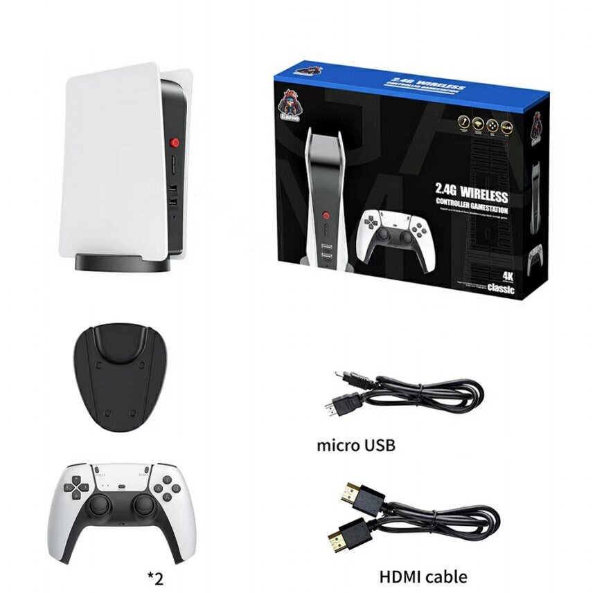 Игровая консоль MyPads приставка под PS5 с 2 джойстиками 10000 встроенных игр с подключением к ТВ