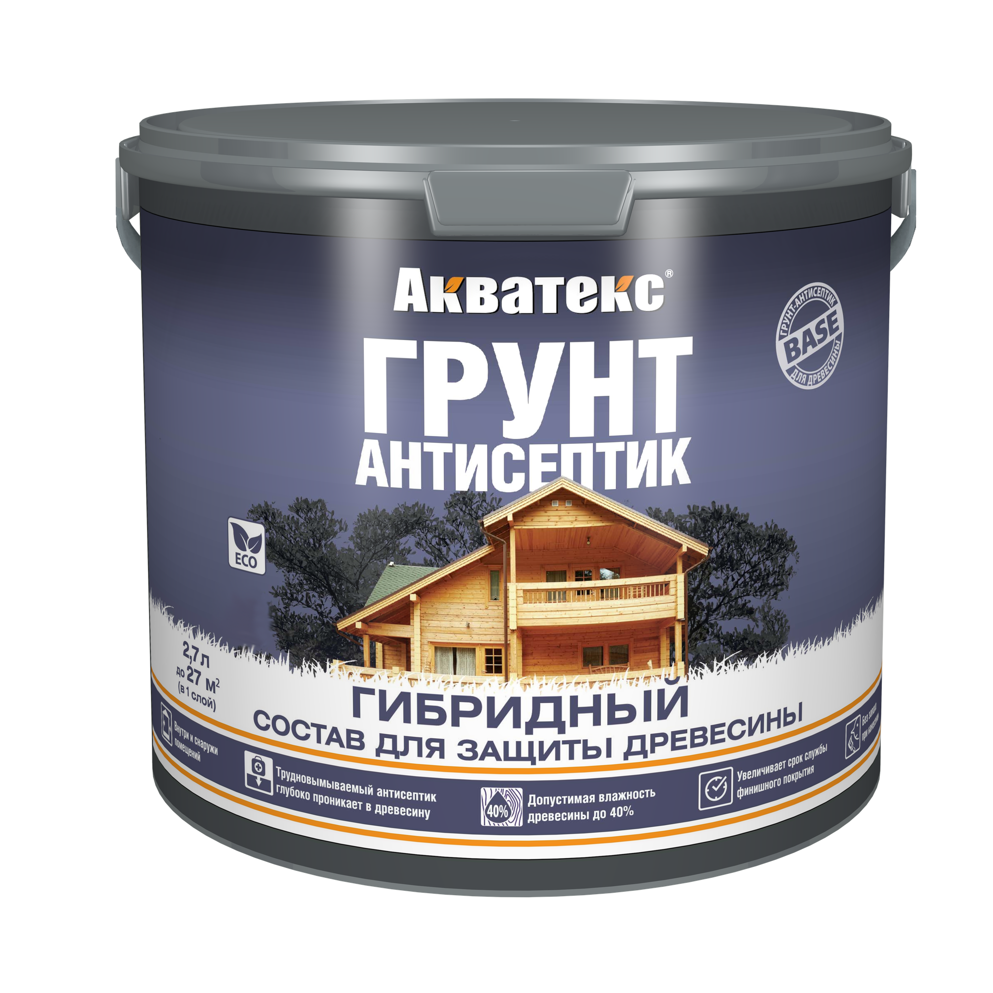 Грунт-антисептик для дерева Акватекс для древесины ОСБ вагонки бруса без запаха бесцветный 27л
