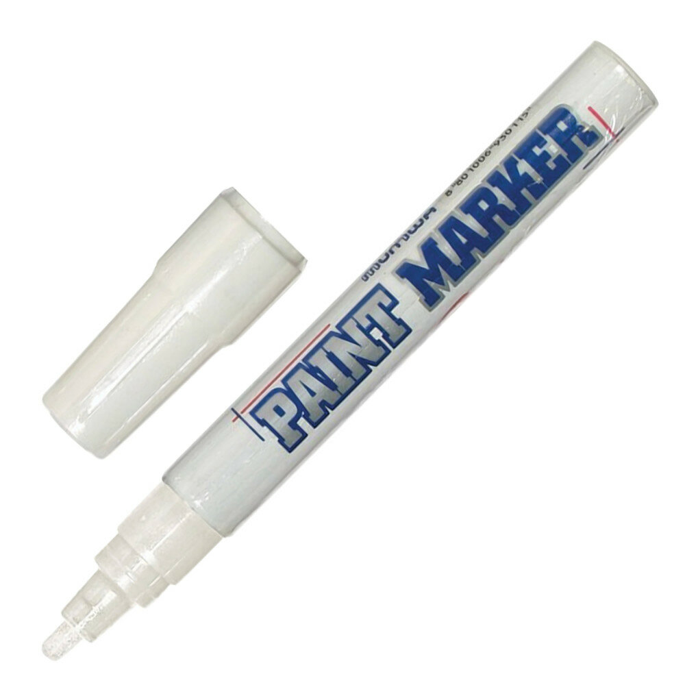 Маркер-краска лаковый (paint marker) MUNHWA 4 мм белый нитро-основа алюминиевый корпус PM-05