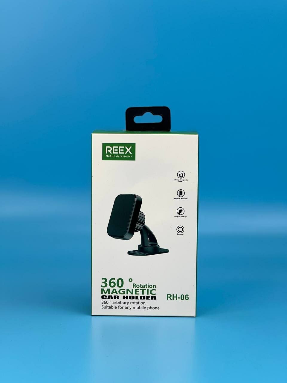 Универсальный автомобильный держатель REEX RH-06 Black для смартфона, вращение 360°