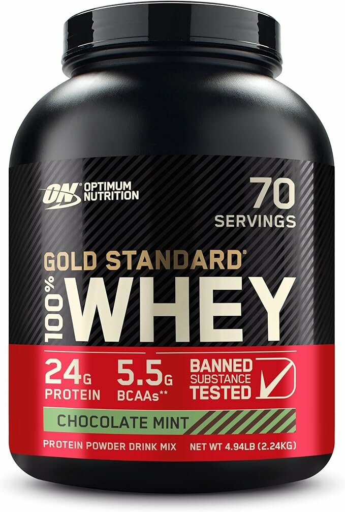 ON Gold Standard Whey 2.2 кг — Шоколадная мята / Chocolate Mint, сывороточный протеин, 24 г белка на порцию, порошок