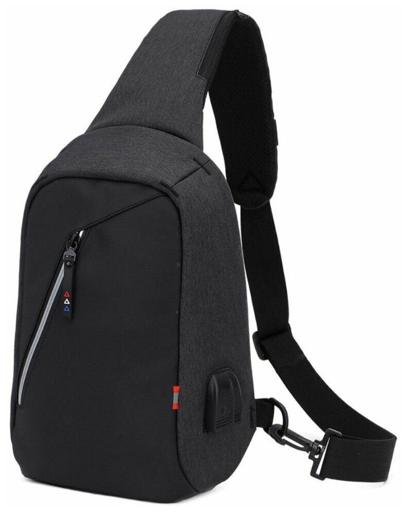 Компактный рюкзак через плечо Grand Price из ткани Оксфорд с USB-разъемом и разъемом для наушников 22х10х32 см - черный